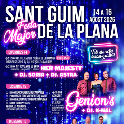 Festa Major de Sant Guim de la Plana, 2026