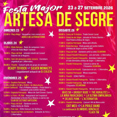 Festa Major d'Artesa de Segre, 2026