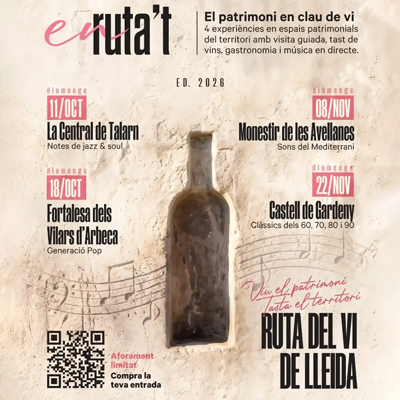 Enruta't. El patrimoni en clau de vi, Ruta del Vi de Lleida, 2026