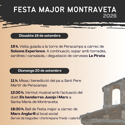 Festa Major de Montraveta, Llobera, 2026