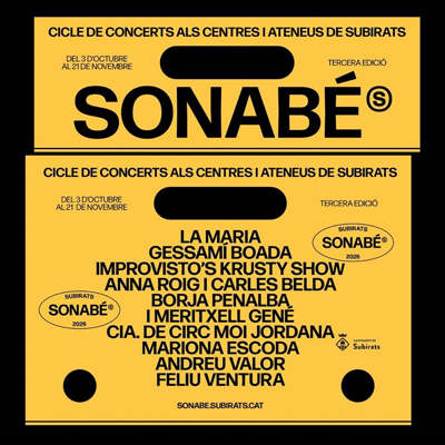 Cicle Sonabé. Concerts als Centres i Ateneus de Subirats, 2026 Cicle Sonabé. Concerts als Centres i Ateneus de Subirats, 2026