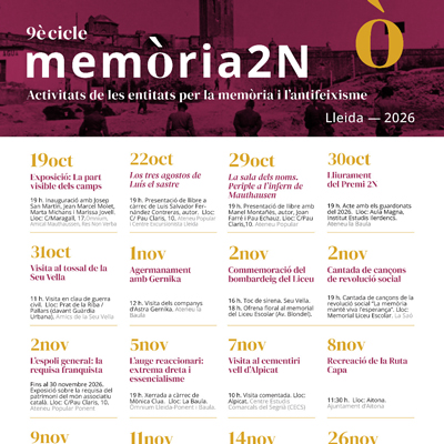 9è Cicle Memòria 2N a Lleida, 2026