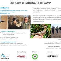 Jornada Ornitològica de camp a la Terra Alta Jornada Ornitològica de camp a la Terra Alta
