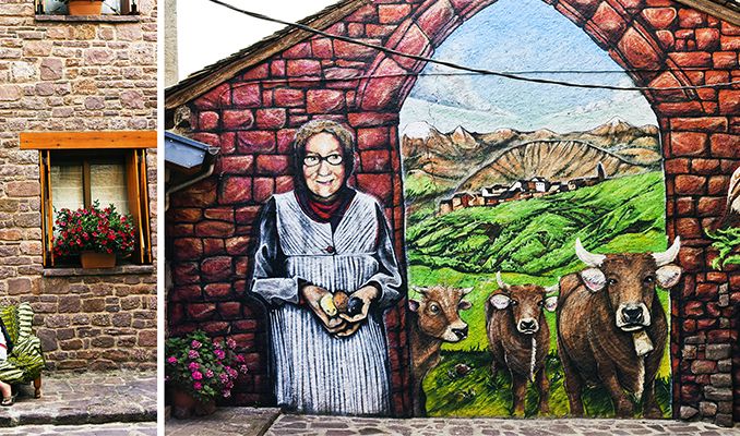 Un dels espais de descans i mural d'una de les pareds de Vilamur al Siartb Un dels espais de descans i mural d'una de les pareds de Vilamur al Siartb