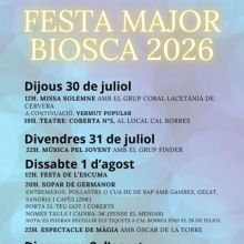 Festa Major de Biosca, 2026