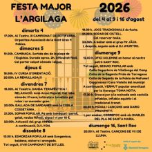 Festa Major de l'Argilaga, La Secuita, 2026