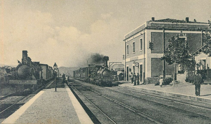 Detall d'època de la màquina de tren