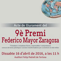 9è Premi Federico Mayor Zaragoza - Tortosa 2016 