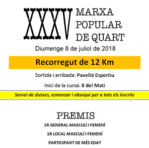 XXXV Marxa de Quart, marxa de Quart, 2018, 
