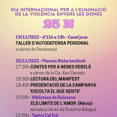 Dia Internacional per a l’eliminació de la violència vers les dones, 25N a Guissona, 25n, Guissona, 2022