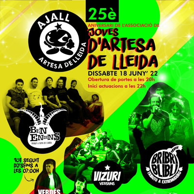Festa dels 25 anys de l'Associació de Joves d'Artesa de Lleida, AJALL, Artesa de Lleida, 2022