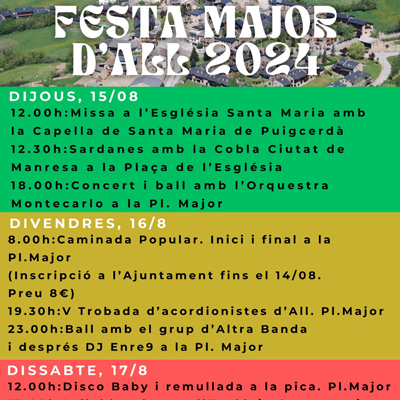 Festa Major d'All, Isòvol, 2024