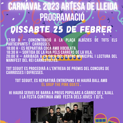 Carnaval d'Artesa de Lleida, 2023