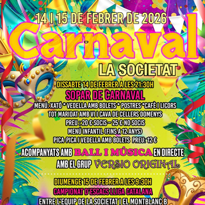Carnaval a la Bisbal del Penedès, Societat Cultural i Recreativa Bisbalenca, 2026