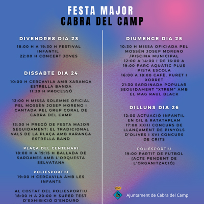 Festa Major de Cabra del Camp, 2024