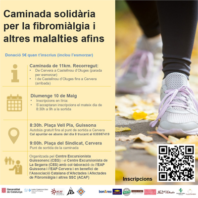 Caminada Solidària contra la Fibromiàlgia, Caminada Solidària, Fibromiàlgia, CES, Centre Excursionista de la Segarra, Cervera, 2026
