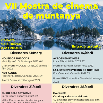 VII Mostra de Cinema de Muntanya del Centre Excursionista la Segarra, Cervera, 2023