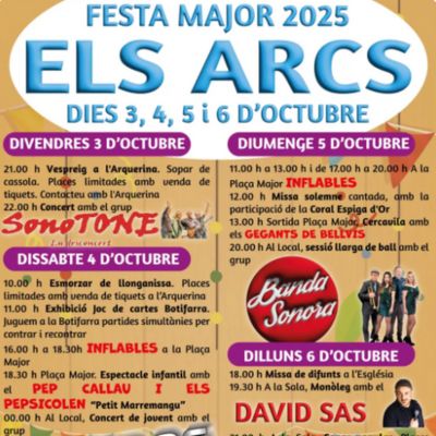 Festa Major dels Arcs 2025, Festa Major dels Arcs, 2025, Els Arcs, 