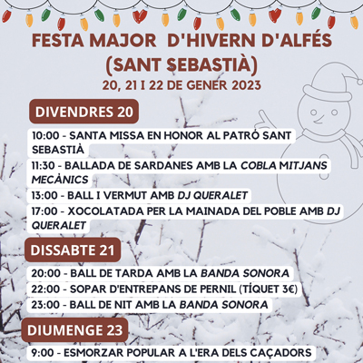 Festa Major d'Hivern a Alfès, Sant Sebastià, Alfès, 2023