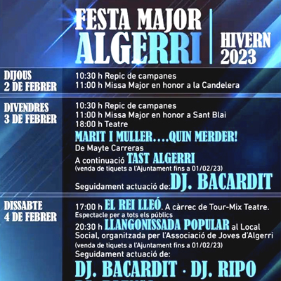 Festa Major d'Hivern d'Algerri, 2023
