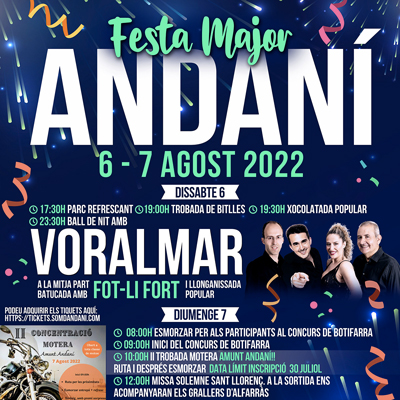 Festa Major d'Andaní, Alfarràs, 2022