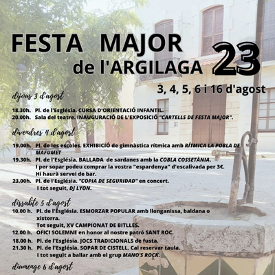 Festa Major de l'Argilaga, La Secuita, 2023