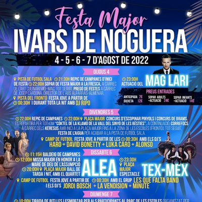 Festa Major d'Ivars de Noguera, 2022