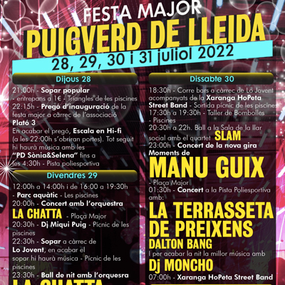 Festa Major de Puigverd de Lleida, 2022