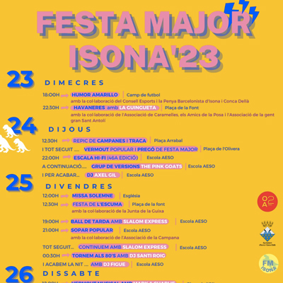 Festa Major d'Isona, Isona i Conca Dellà, 2023