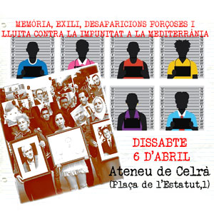 Jornada 'Memòria, l’exili, les desaparicions forçoses i la lluita contra la Impunitat a la Mediterrània' Jornada 'Memòria, l’exili, les desaparicions forçoses i la lluita contra la Impunitat a la Mediterrània'