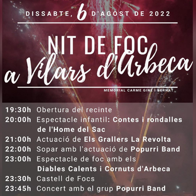 Nit de Foc a Vilars, Arbeca, 2022