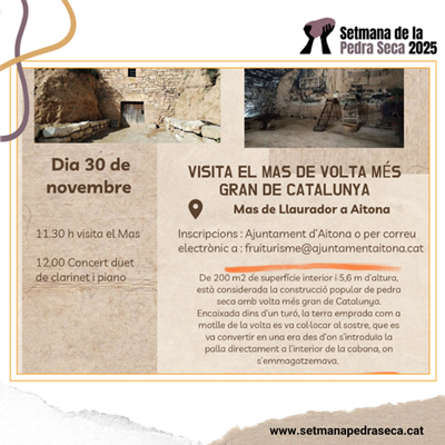 Setmana de la Pedra Seca: Visita i concert a Mas Llaurador, Aitona, 2025