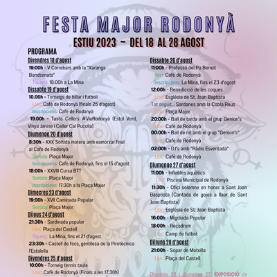 Festa Major de Rodonyà, 2023