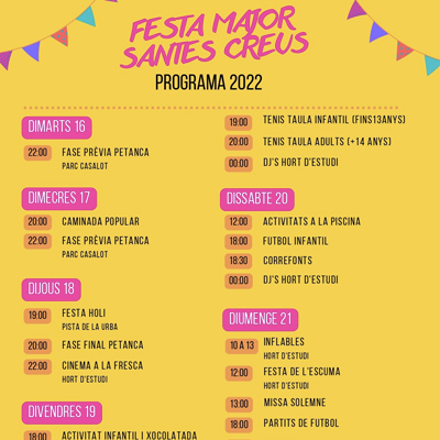 Festa Major de Santes Creus, Aiguamúrcia, 2022