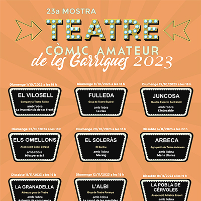 23a Mostra de Teatre Còmic Amateur de les Garrigues, 2023