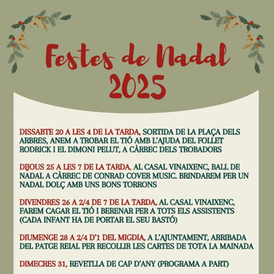 Festes de Nadal a Vinaixa, 2025